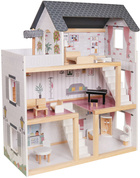 Wooden dollhouse with accessories