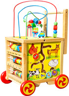 Wooden Pusher Cube Educational Walker/Ride-On for Children Interactive