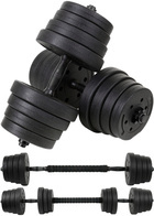 Bituminous dumbbells 30 kg set 2x15kg with long bar